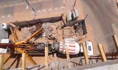 Site logistics and crane works, aerial view